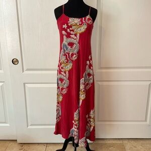 Vintage Red and Gold Dragon Maxi Dress